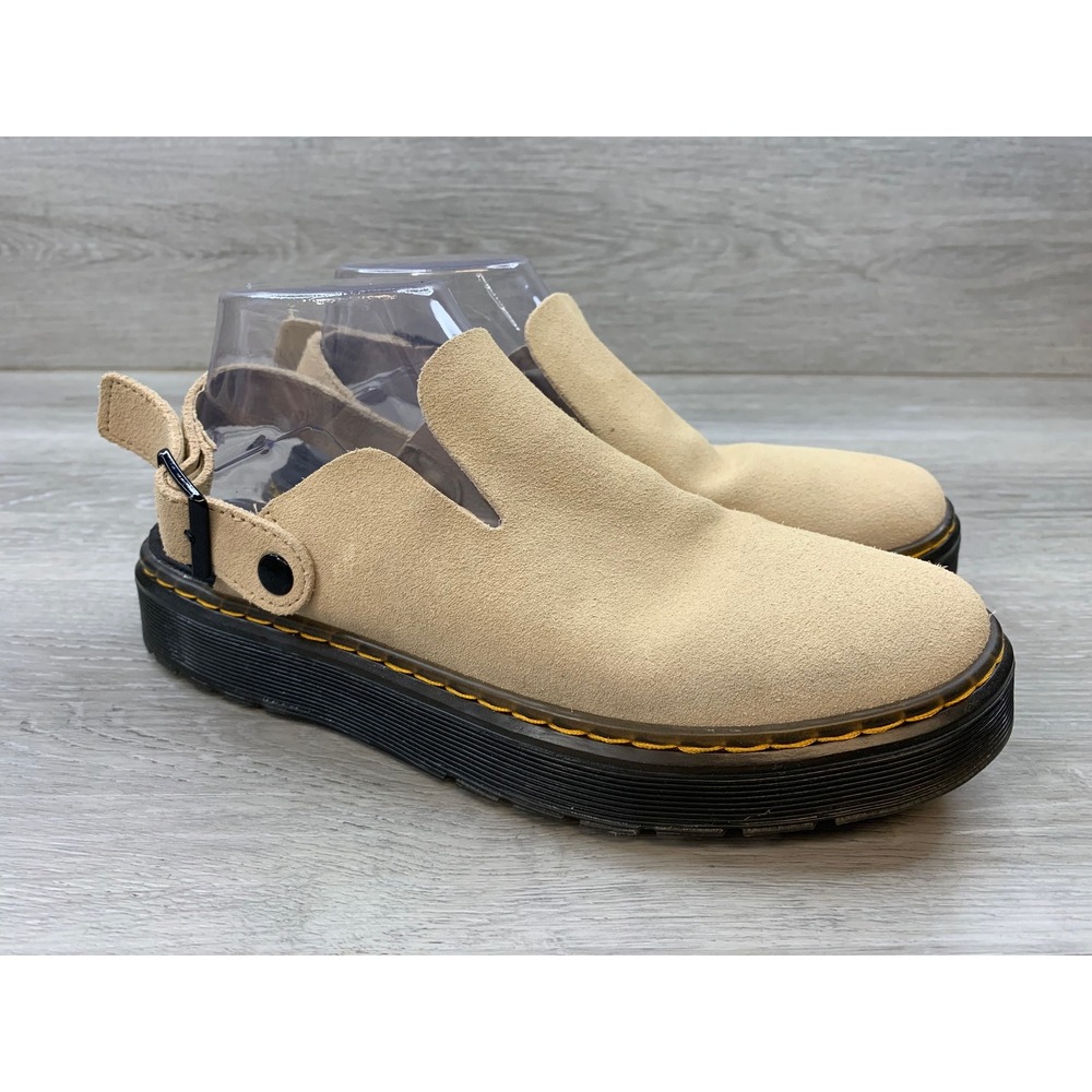 Dr. Martens Carlson Suede Mules Beige Sand Women's 8 Casual Slingback Shoes